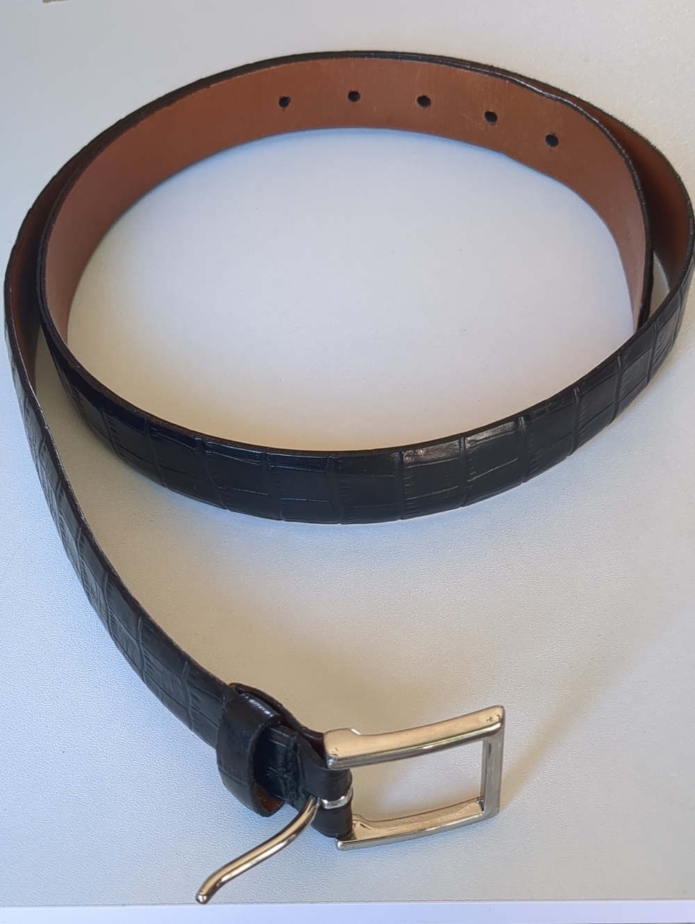 Banana Republic Men's Black Croc-Embossed Leather Belt